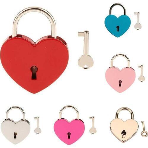 5 Colors Heart Shape Vintage Old Antique Style Mini Archaize Padlocks Key Lock With key RYW4791