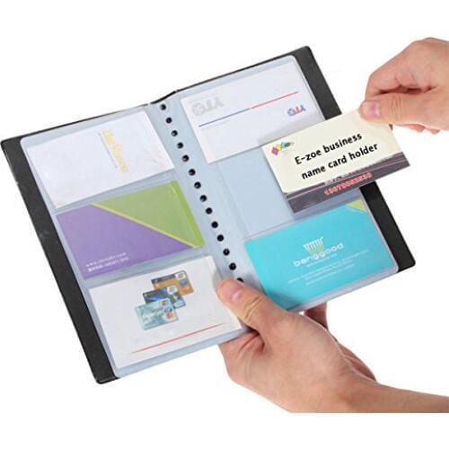 XRHYY Business Card Holder, PU Leather 120 Slots Business Name ID Credit Card Holder Rack Book Case Organizer (120cell)