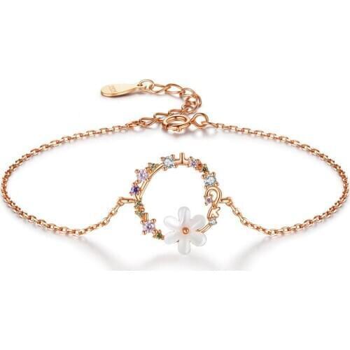 Japanese And Korean S925 Pure Silver Bracelet Geometric Small Fresh And Sweet Style Banquet Holiday Gift Selection