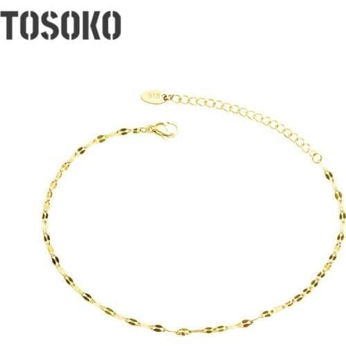 TOSOKO Stainless Steel Jewelry Hollowed Out Three-Dimensional Geometry Anklet Lovely Chain For Women BSS087