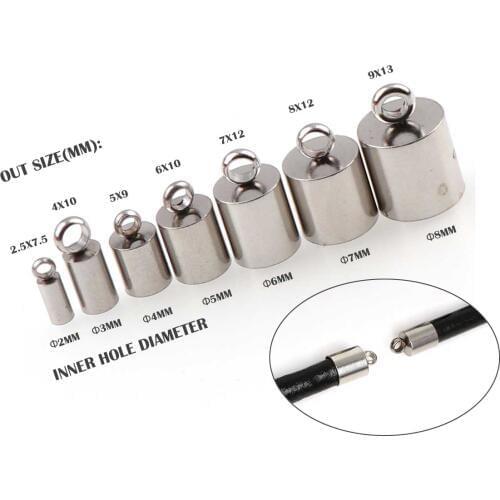 10pcs 2/3/4/5/6/7/8mm Stainless Steel Clasps Hooks Cords End Caps Cord For Jewelry Making Bracelet Necklace DIY Jewelry Findings