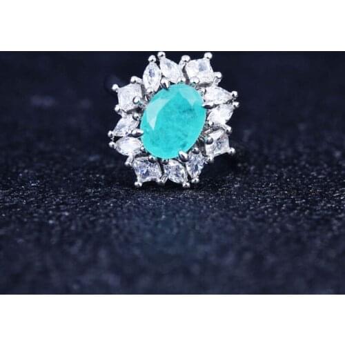 2021 New Trend Oval Stud Earrings Inlay Paraiba Zircon Vintage Simplicity Earrings For Women Wedding Engagement Party Gift