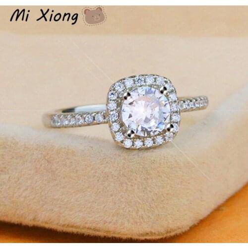 Mi Xiong Real S925 Sterling Silver Designer Inlaid Diamond Rings for Women Engagement Wedding Luxury Shines Charm Brand Jewelry