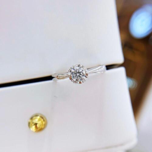 0.3carat F-G Natural Diamond Engagement Ring Solid 18k White Gold Fine Ring Jewelry for Women Certificated
