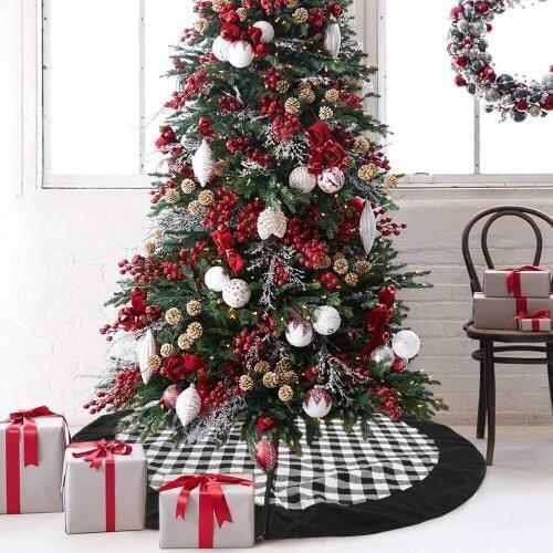 1pc 120cm Black Lattice Christmas Tree decoration Carpet Party Ornaments Christmas Decoration for Home Cloth Tree skirts Xmas