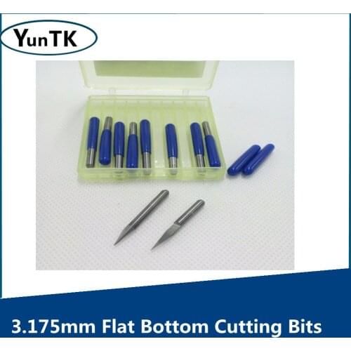 Steel Tungsten Carbide Flat Bottom Cutting Bits, Milling Lathe Engraving Tools ,3.175mm Diameter 30mm Length 10pcs