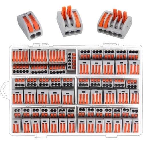 Mini Fast Wire 100pcs Universal Cable Wire Connectors TYPE Fast Home Compact Wire Connection Push In Wiring Terminal with Box