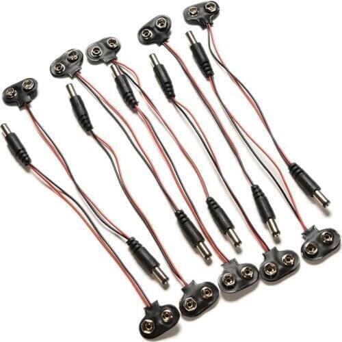 18cm 9V DC Battery Power Cable Plug Clip Barrel Jack Connector For Arduino DIY T Type