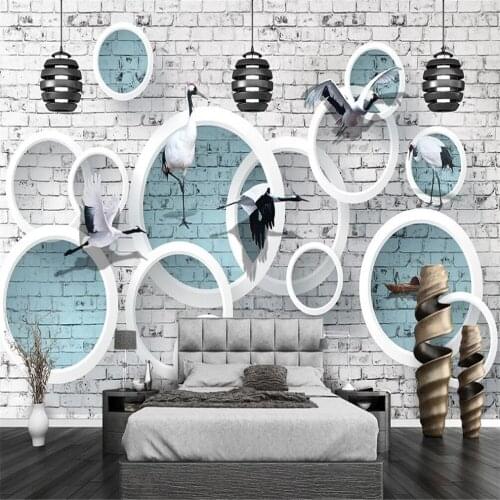 Milofi custom 3D wallpaper mural 3D stereo modern minimalist background wall white crane decorative painting decorative painting