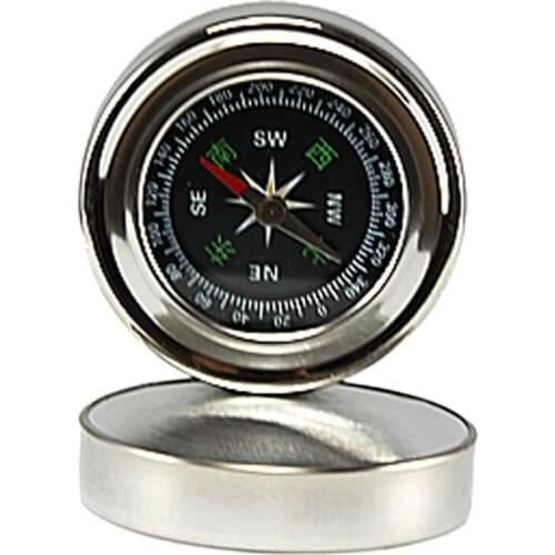 Car Compass Outdoor Drop-resistant Stainless Steel Metal Compass Waterproof Mountaineering Portable Map Compass