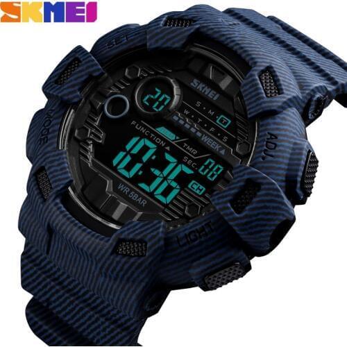 SKMEI New 2021 Fashion Sport Watch Men Alarm Clock Waterproof Week Display Men Watches Denim Digital Watch Relogio Masculino