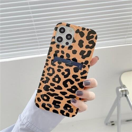 Wallet Card Slot Case For iPhone 12 Pro Max 11 XR X XS 7 8 Plus SE 2020 Luxury Glitter Leopard Printed Cover 11 Pro Max Cases
