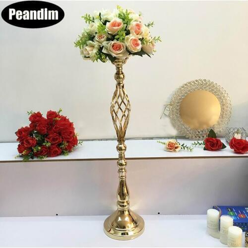 PEANDIM European Hollow Candle Holders Elegant Wedding Tabletop Centerpieces Decor Engagement Candelabra Road Lead Flower Stand