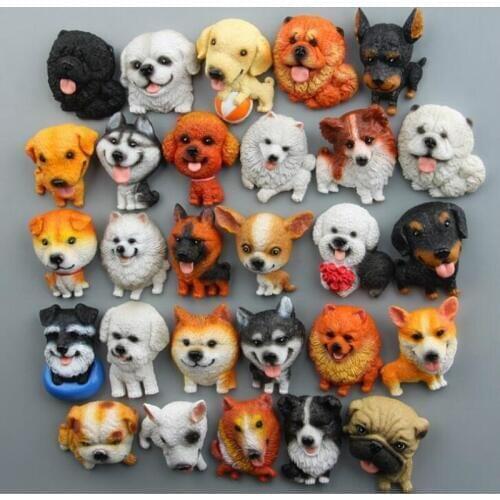 1pc New Japanes Bulldog Siberian Husky Corgi Pug Chihuahua Figure Toys Resin Puppy Model Fridge Magnet Home Decor Gift