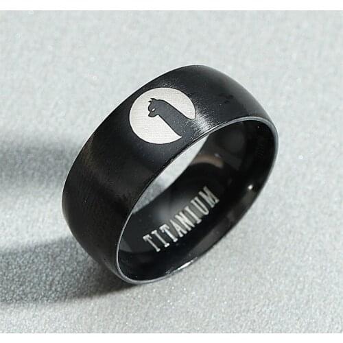 8mm Attack on Titan Black sliver Stainless Steel Ring Wings Of Liberty Flag Finger Rings For Men Women Jewelry Anime Fans