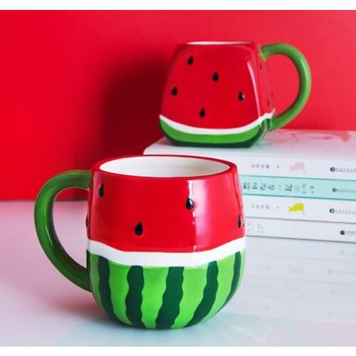 Creative Personality Watermelon Ceramic Mug Drinking Water Home Cute Coffee Milk Cup Milk Tea Cup Fun Gift tea cup set CL71903