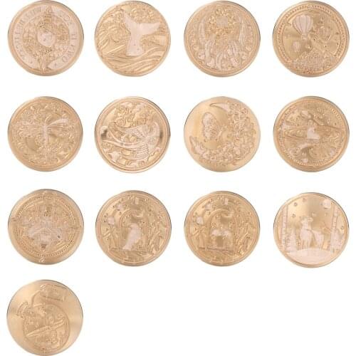 Cartoon Round Shaped Wax Seal Stamps Retro Antique Sealing Replacement Brass Head Scrapbooking Craft No Handle Wedding Decor