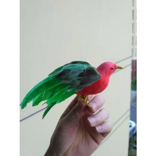 Small cute simulation red&green bird model foam&furs wings bird doll gift about 15x12cm 1255