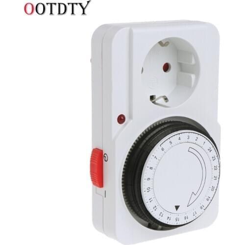 OOTDTY 24H Mechanical Electrical EU Plug Program Timer Power Switch Socket Energy Saver