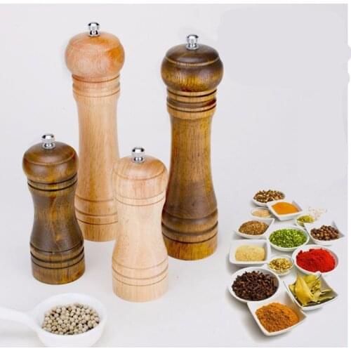 Salt And Pepper Mills, Solid Wood Pepper Mill With Strong Adjustable Ceramic 5\ Grinder