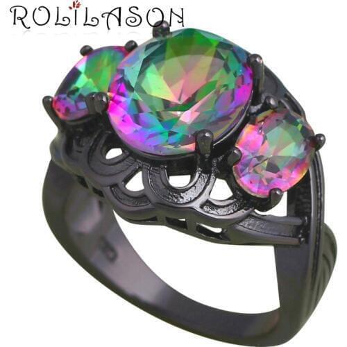 Mystic Zircon Rings Love Gifts Gold Tone Wedding Fashion Jewelry for Women Crystal Rings USA size #5#6#7#8#9#10#11 JR2135