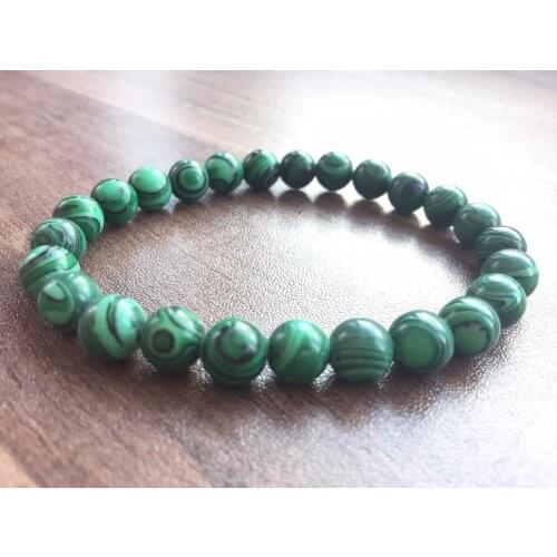 Fashion Single Color 8MM Malachite stones Bracelet Natural Malachite Bracelet Green stones Bracelet Yoga Mala Beads Sport