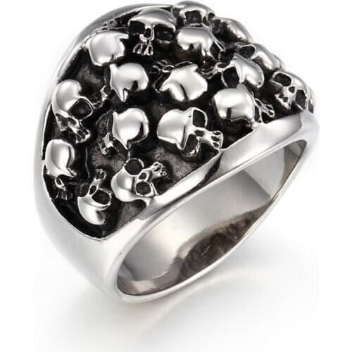 2020 Hot Vintage Steampunk Crowd Skull Rings For Men Gold/Silver Color Male Jewelry Punk Hip Hop Party Accessories Gifts