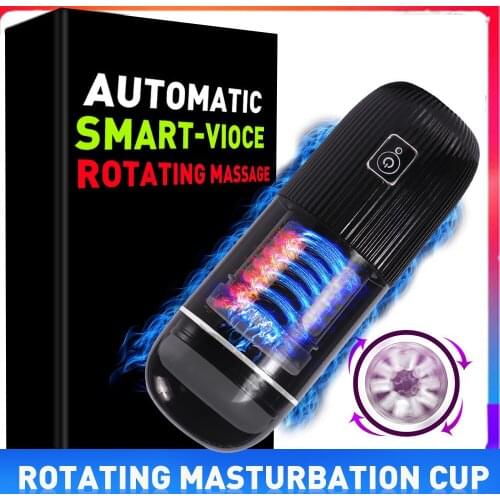 Automatic Rotation Male Masturbator Penis Delay Trainer Adult Masturbation Cup Real Voice Sex Toys for Men Massager Sex Machine