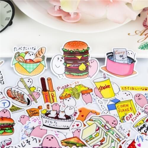 39Pcs/Sell Watercolor Food Stationery Stickers Pack Post It Kawaii Planner Scrapbooking Memo Stickers Escolar School Supplies