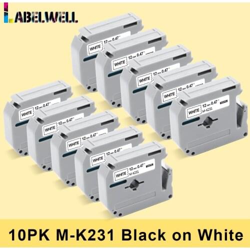 Labelwell 5Pcs 12mm MK Label Tapes Set Compatible for Brother P-touch Printer M-K231 MK-231 MK231 MK431 MK531 MK631 MK731 Ribbon