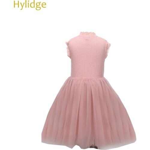 Hylidge 2019 New Lace Collar Girls Dress Summer Sleeveless Girl Party Dresses Cotton Lined Princess Tutu Dress with Lace Sleeves