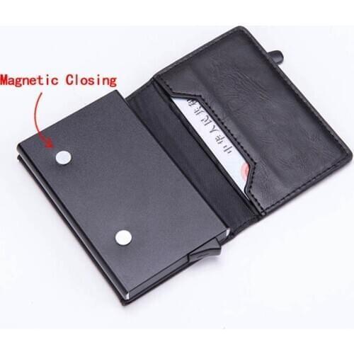 ZOVYVOL New PU Leather Coin Purses Magnetic Closing Card Holder RFID Blocking Card Wallet Smart Wallet Vintage Casual Money Bag