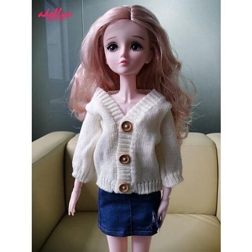 Adollya 1/3 BJD Doll Clothes Suit Knitting Sweater Coat + Denim Skirt Accessories For Dolls Dress Toys For Girls Doll Clothing