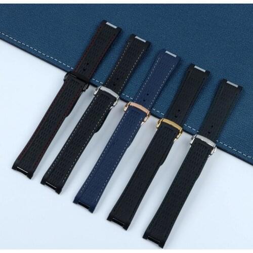 Oft 20mm Watchband Curved End Silicone Rubber Watch band with for Omega strap Seamaster 300 AQUA TERRA AT150 8900 Tools