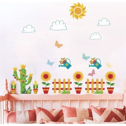 Garden Plant flower butterfly Wall Sticker For Kids Rooms Bedroom Living Room home decoration Wall Art Decals