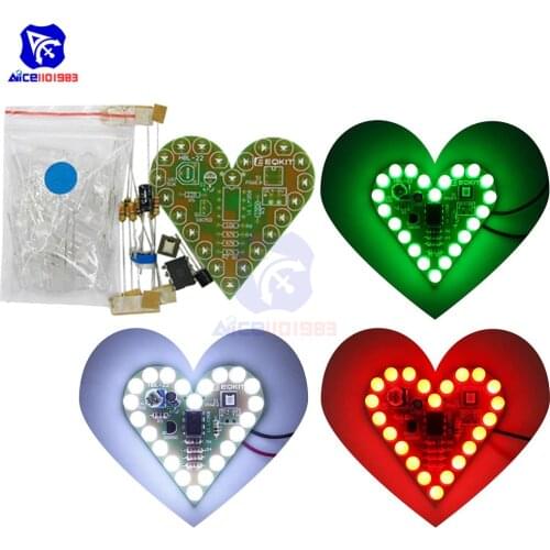 Diymore Heart Shape LED Flashing Light DIY Kit with PCB DC 4-6V 4 Color Available for Soldering Kit Practice Learning Kit