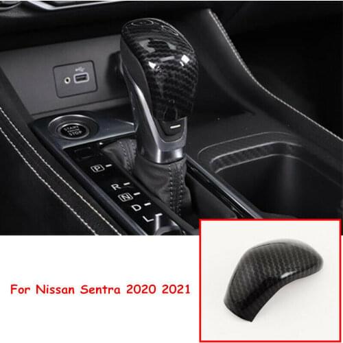 Carbon Fiber Inner Gear Shift Knob Decor Cover Trim For Nissan Sentra 2020 2021 Car modification Auto parts