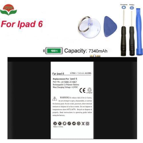 ISUN Li-ion Internal Battery Replacement for ipad Air 2 for ipad 6 battery A1566 A1567 7340mAh batteries for Ipad