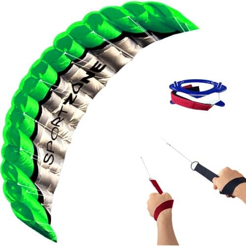 New High Quality 2.5m Green Dual Line Parafoil Kite WithFlying ToolsPower Braid Sailing Kitesurf Rainbow Sports Beach
