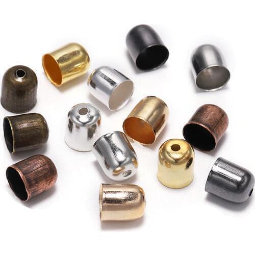 50-100Pcs 4-12mm Metal Leather Cords Bracelets Buckle End Tip Tassel Caps Crimp End Beads Caps for DIY Jewelry Making Findings