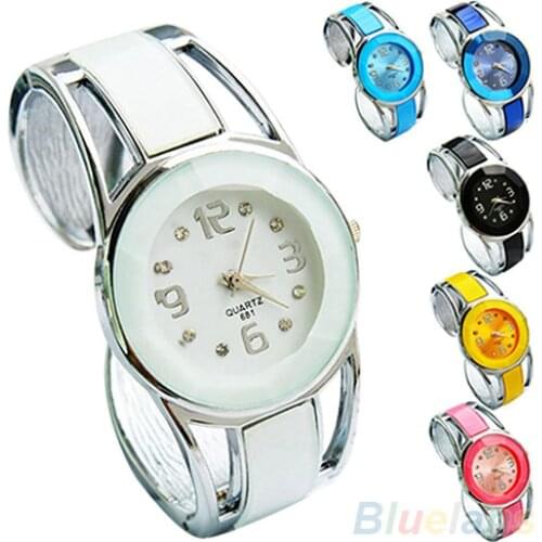 40%HOT Women Fashion Opening End Quartz Analog Round Case Bracelet Bangle Wrist Watch