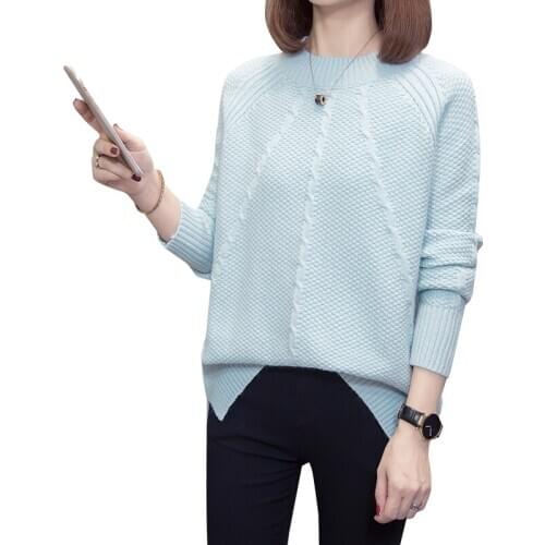 Black Green Pure Color Knitted Oversized Plus Large Size Female Pullover Woman Blouses Winter WomenS Sweaters Clothing A6416