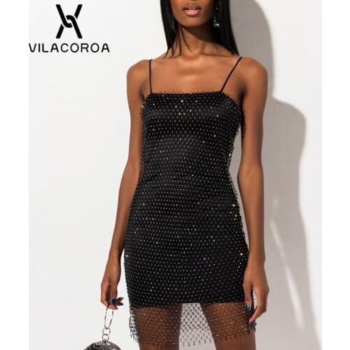 Womens Diamonds Shiny Sling Mini Dress Black Slim Sleeveless Backless Strapless Dresses Sexy Ladies Dress Nightclub Party Wear