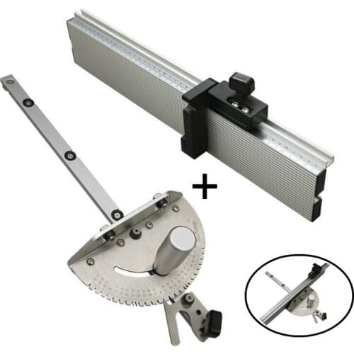 1 Set Woodworking Table Saw Miter Gauge and 450mm Fence Set with Track Stop Sawing Assembly Aluminium Alloy Ruler