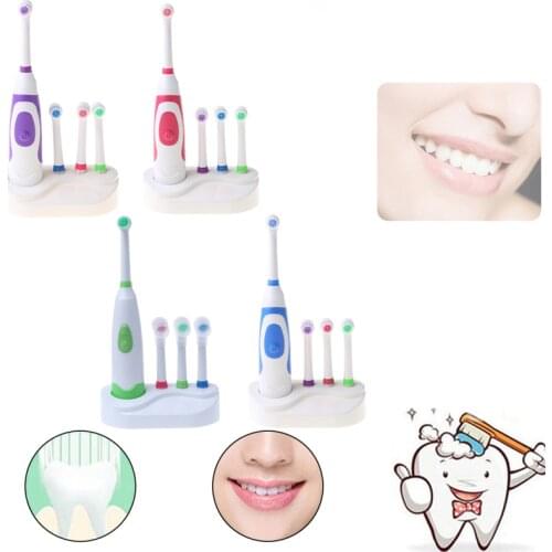 1 Set Electric Toothbrush With 4 Brush Heads Battery Operated Oral Hygiene No Rechargeable Teeth Brush