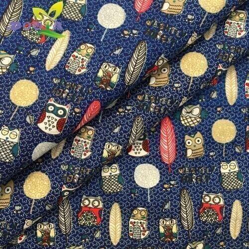 1 yards / feather owlets printed canvas DIY handmade fabric cloth curtain cloth sofa cushion pillow bag