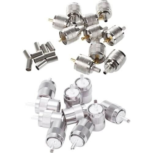 10 Pcs Connector UHF Male Pl259 Plug Crimp & 10Pcs Connector UHF Male PL259 Plug Solder Straight