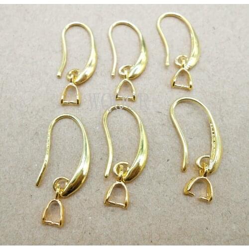 100PCS Hook-shaped 18K Gold Smooth Surface Ear Hook + Clip DIY Jewelry Accessories for Womens Earring Jewelry Making