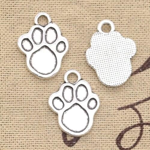 12pcs Charms Dog Paw 22x17mm Antique Silver Color Pendants DIY Necklace Crafts Making Findings Handmade Tibetan Jewelry