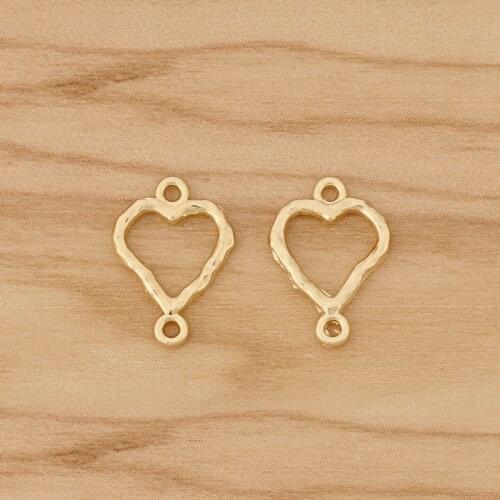 20 Pieces Gold Tone Hammered Open Heart Connector Charms for DIY Necklace Bracelet Jewellery Making Accessories 17x12mm